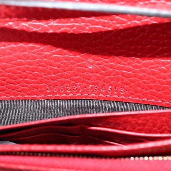 GUCCI Shoulder Wallet Swing Leather Red Gold 368231 534563 Auth BA5829V - Picture 13 of 16